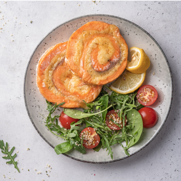 Salmon Pinwheels with Crab Mix – 4 Pieces (Frozen)