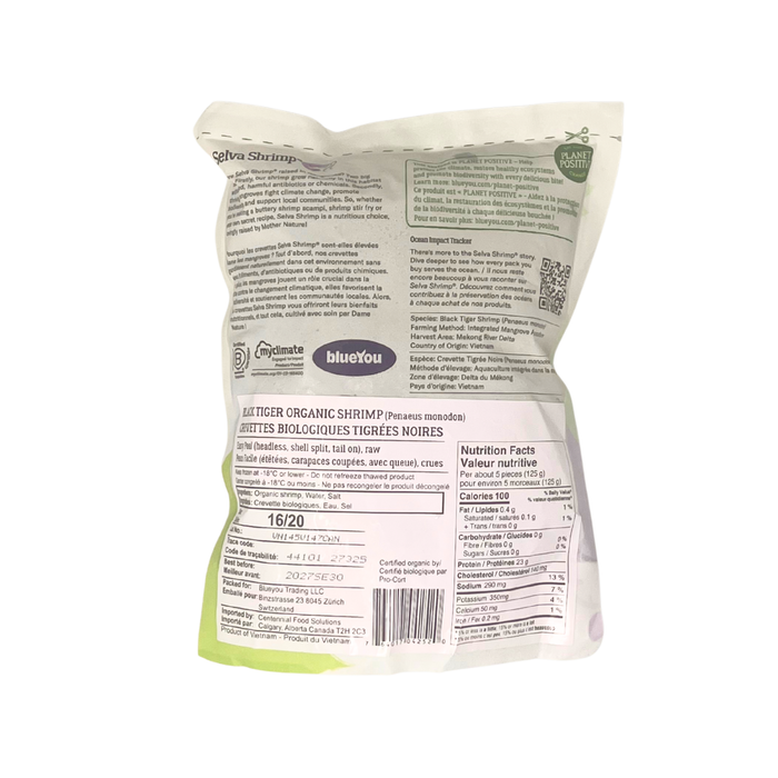 Selva Organic Easy Peel Black Tiger Shrimp 16/20 – 340 g